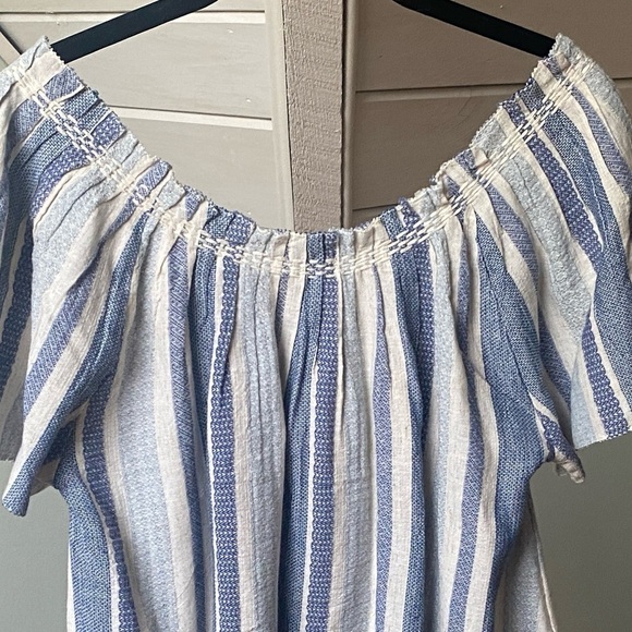 Faherty Annabelle Boho Top Organic Cotton Blend Blouse Size S Blue and White - Picture 8 of 11